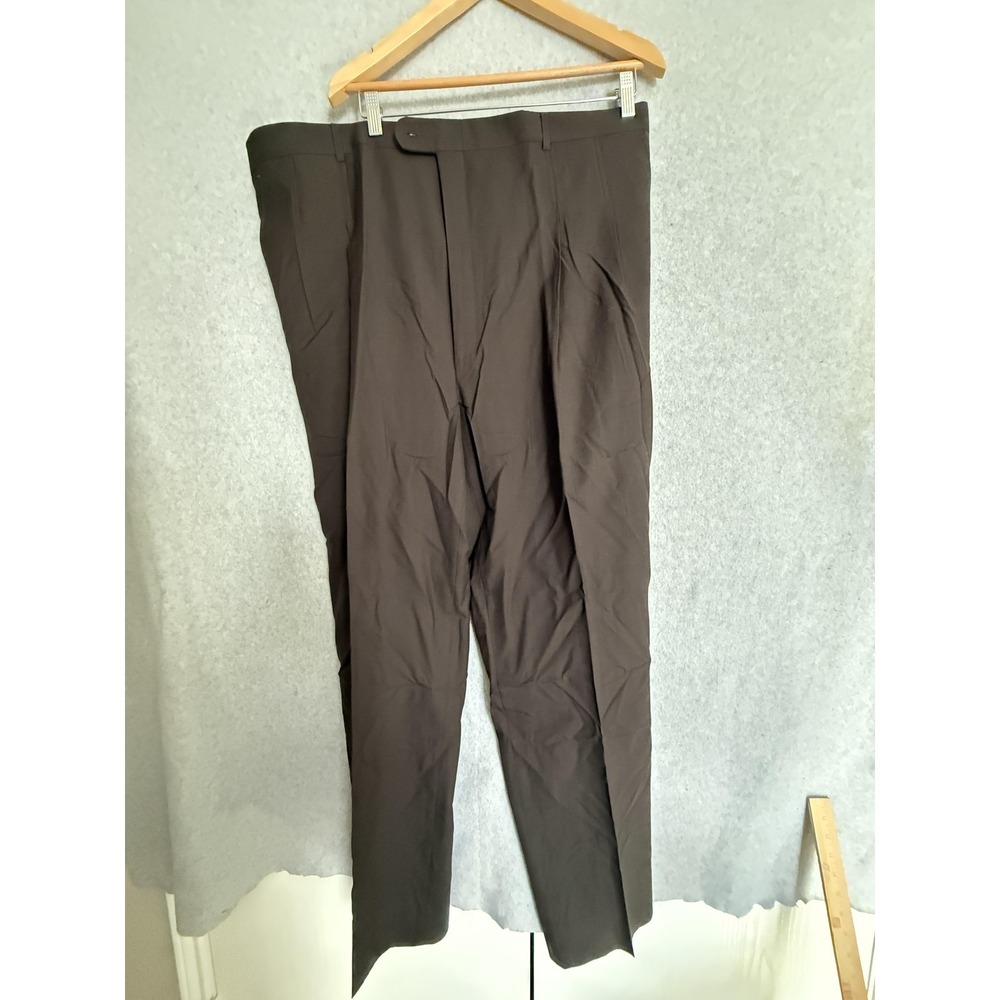 Karl Lagerfeld Paris Dress Pants Mens 43x32 Brown Pinstripe Pleated Big Tall